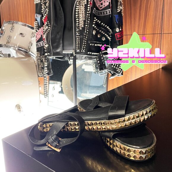 Bamboo Gold Studded Strappy Sandals - Picture 1 of 5